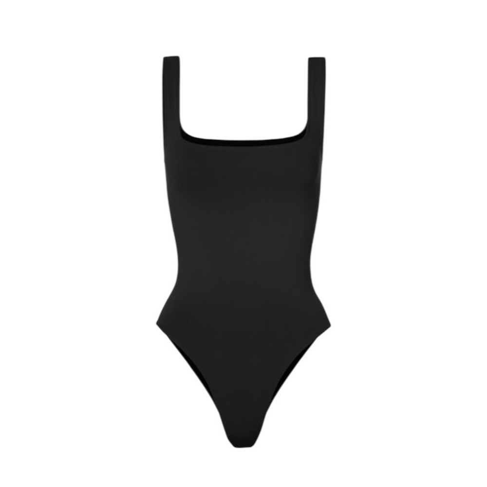 Black Square-Neck Bodysuit Tank Top